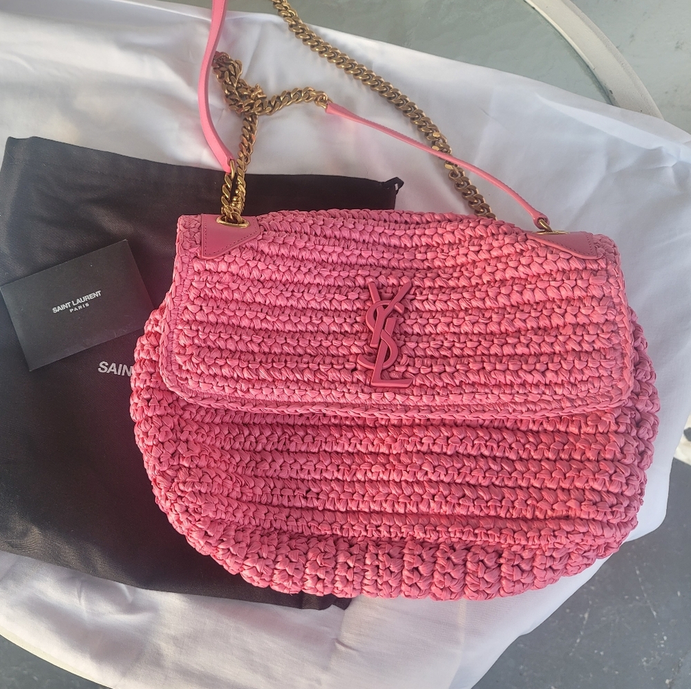 YSL Pink Raffia Bag - Picture 10 of 16
